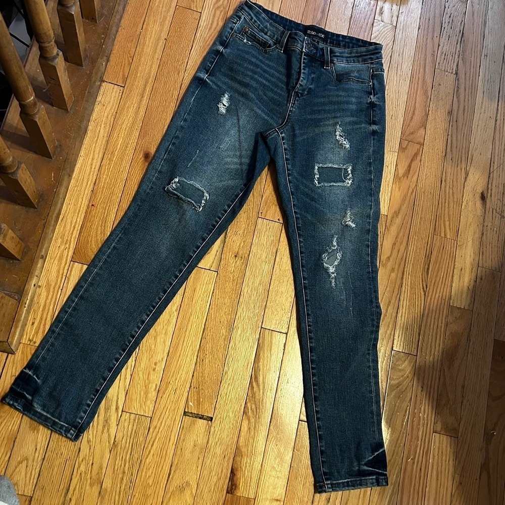 Mac and Me Distressed Medium Wash Denim Straight Leg Jeans Size‎ 4 T41-6
